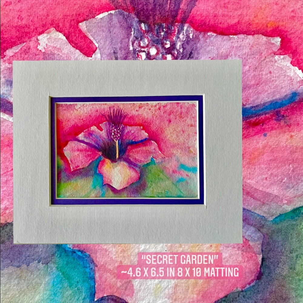 “Secret Garden” Watercolor original art floral painting 4.6 x 6.5